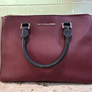 Michael Kors Wine Satchel with Black Handles
